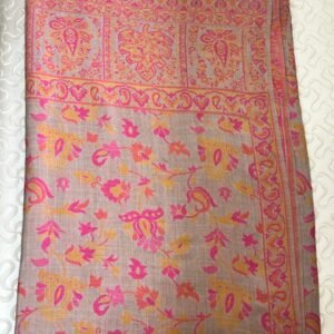 Authentic Pashmina Woolen pink Shawl with Traditional Fine Embroidery