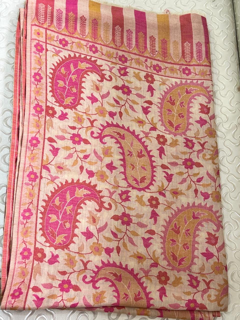 Authentic Pashmina Woolen Shawl with Traditional Fine Embroidery