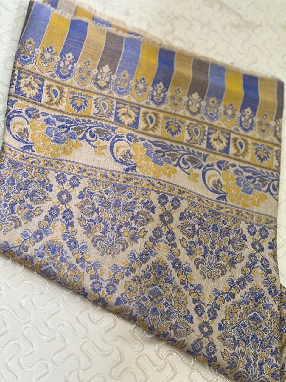 Royal Touch Pashmina Woolen light-blue Shawl with Fine Embroidery